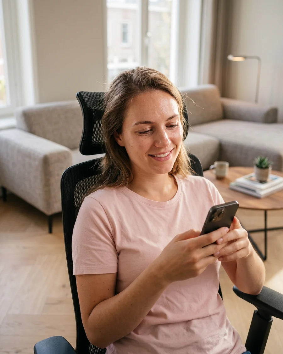 Iemand leunt ontspannen achterover op de Stane Premium
