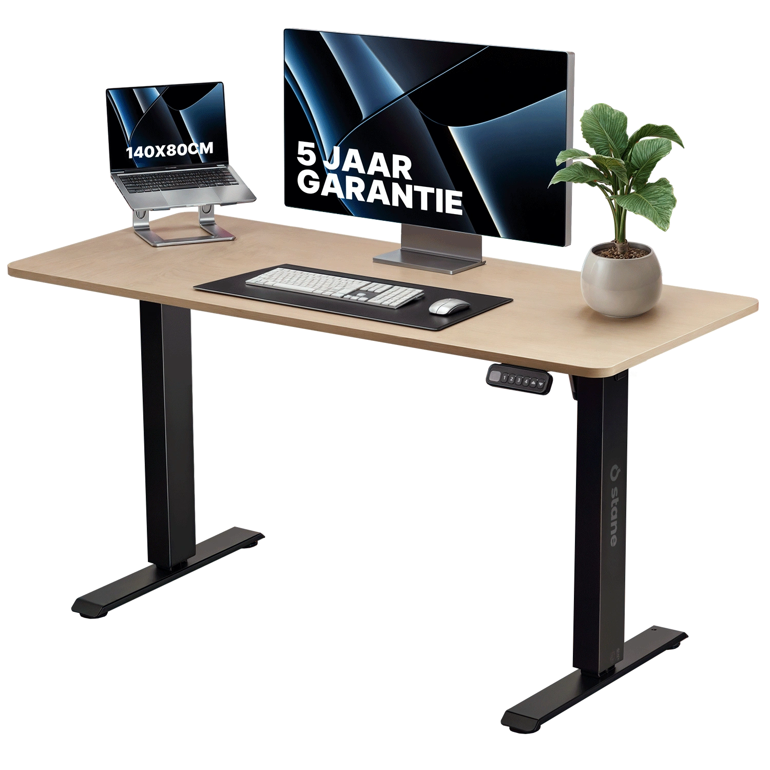 140 x 80 cm + eiken + zwart