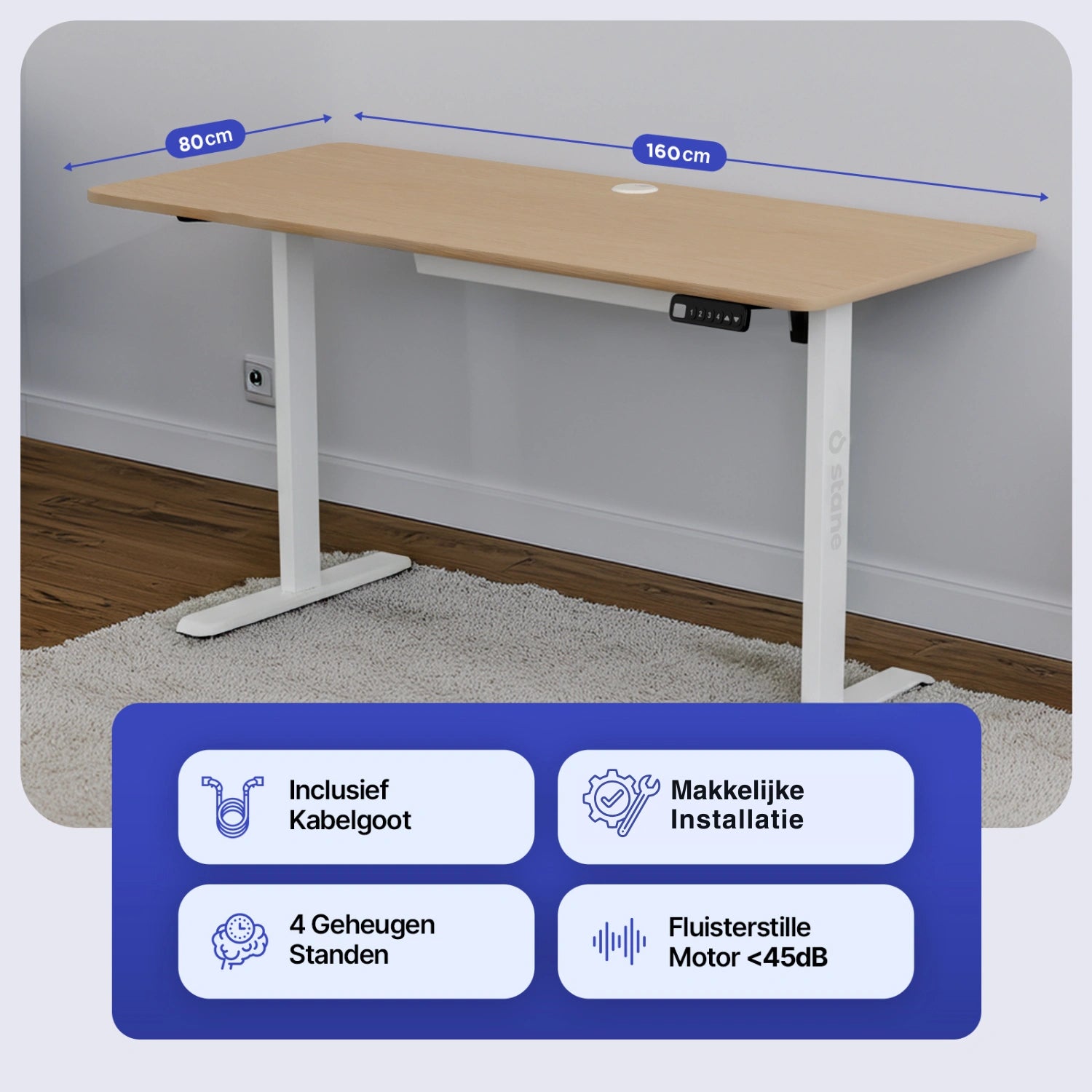 160 x 80 cm + eiken + wit