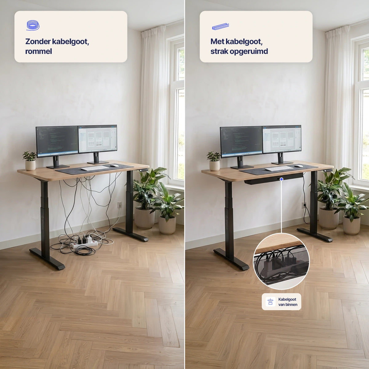 Stel je eigen bureau samen, wit blad, wit frame