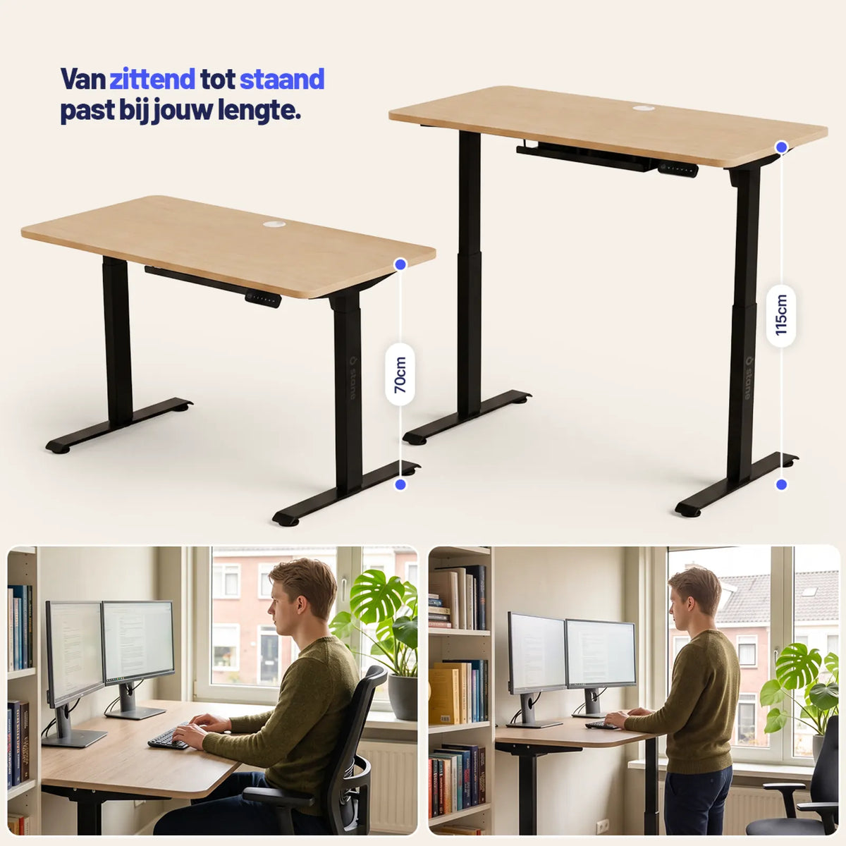 Stel je eigen bureau samen, wit blad, wit frame