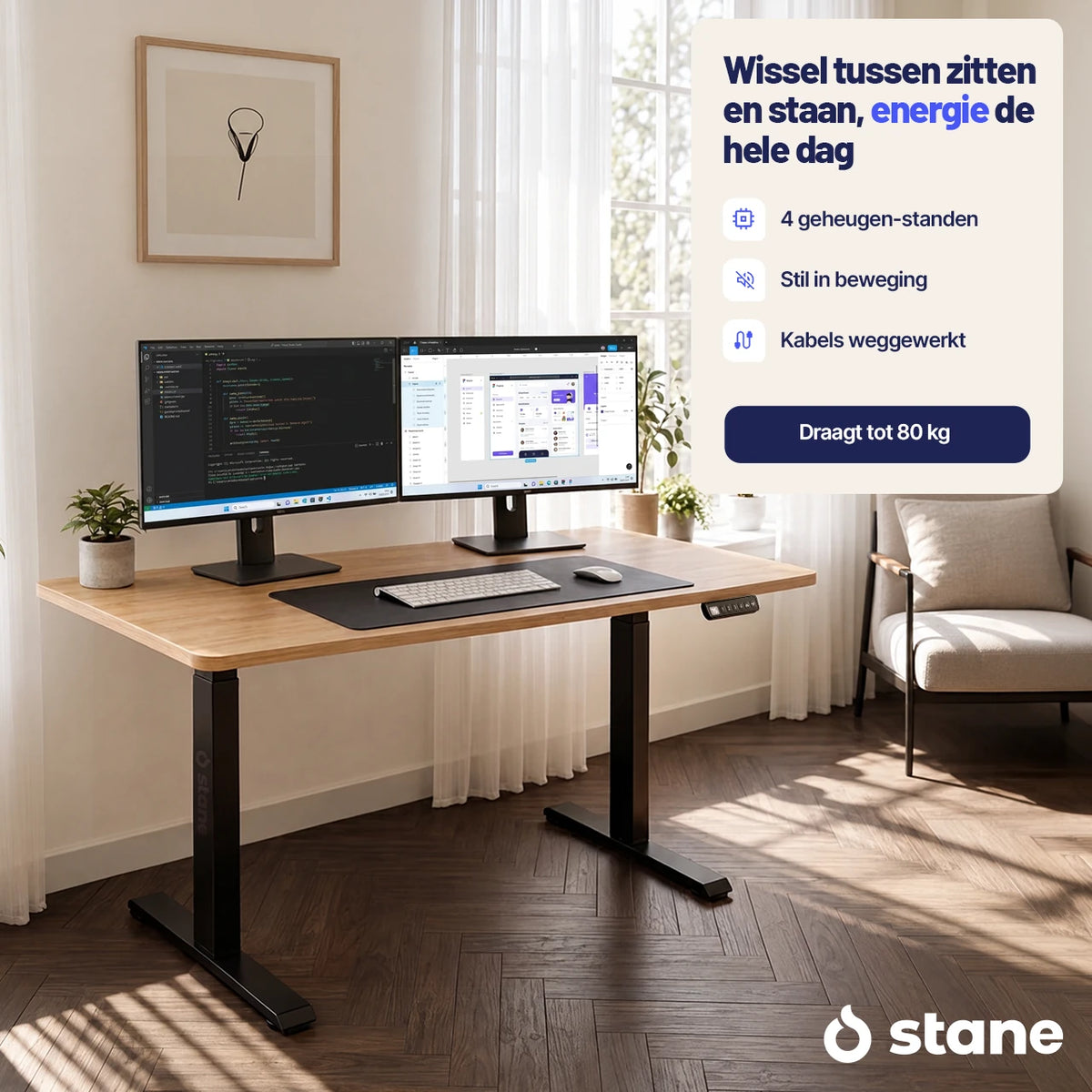 Stel je eigen bureau samen, wit blad, wit frame