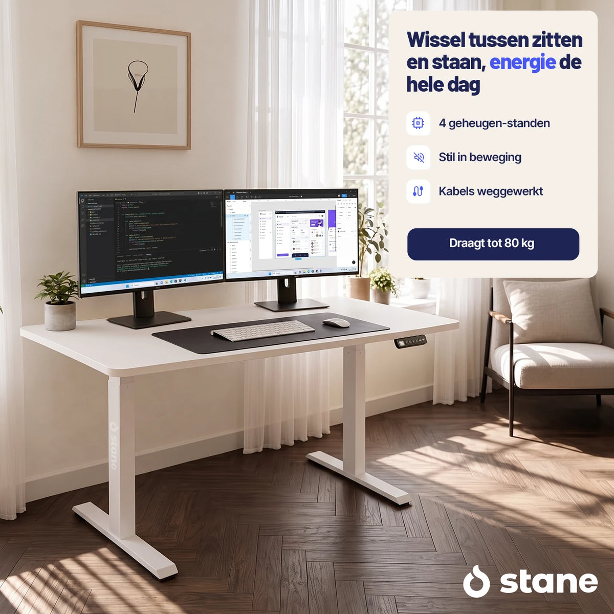 Stel je eigen bureau samen, wit blad, wit frame