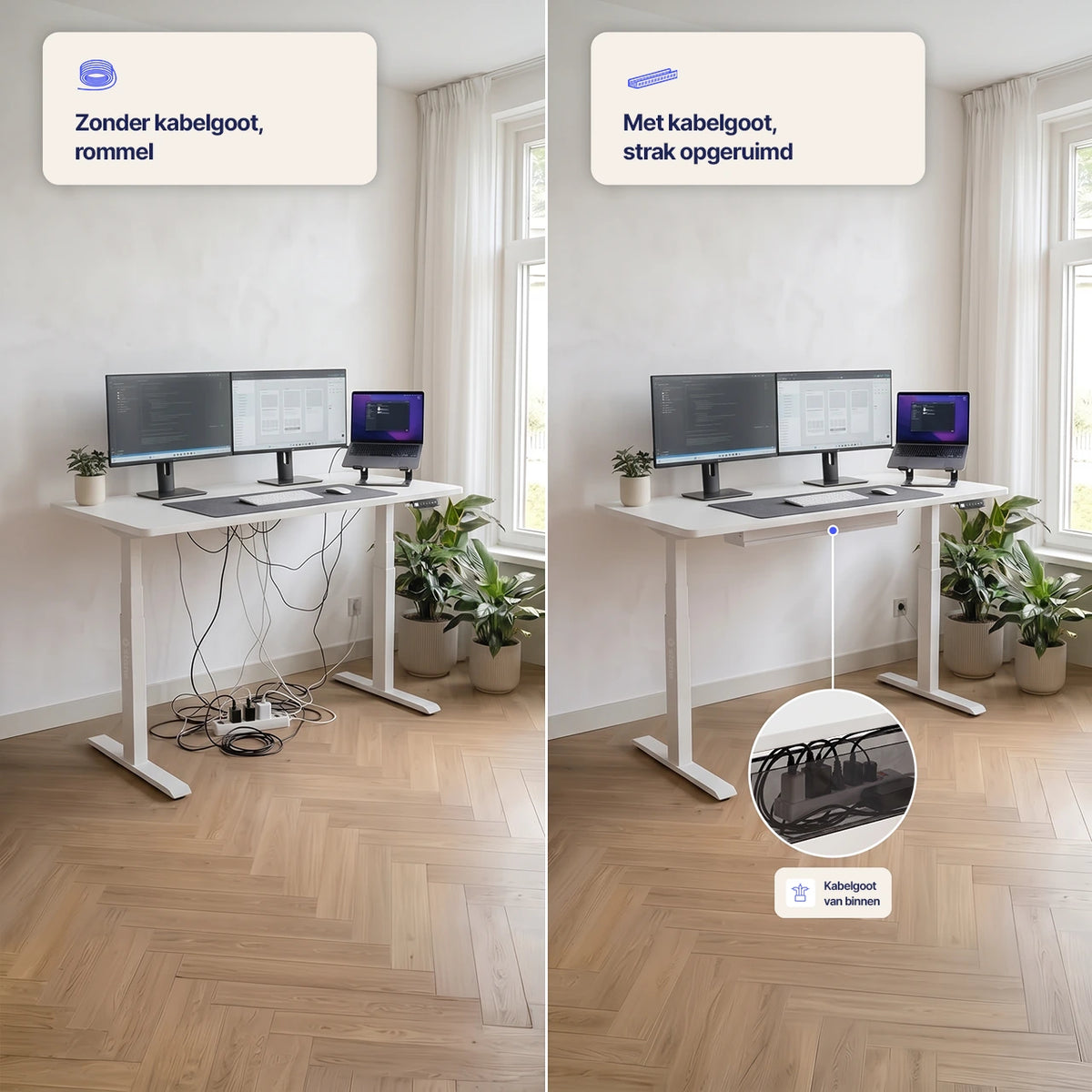 Stel je eigen bureau samen, wit blad, wit frame