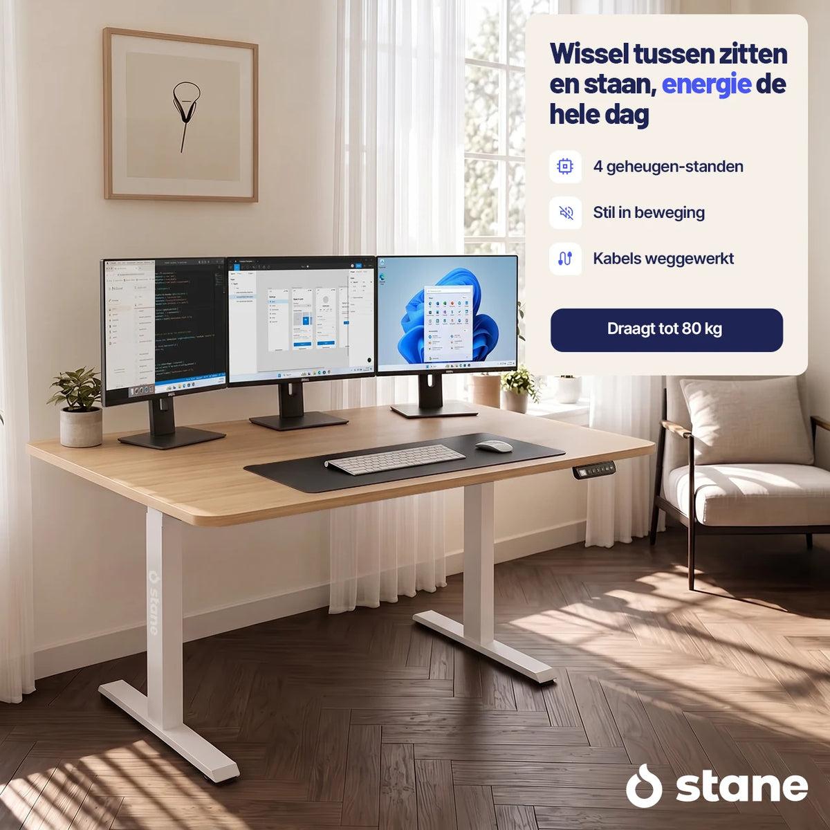 Stel je eigen bureau samen, wit blad, wit frame