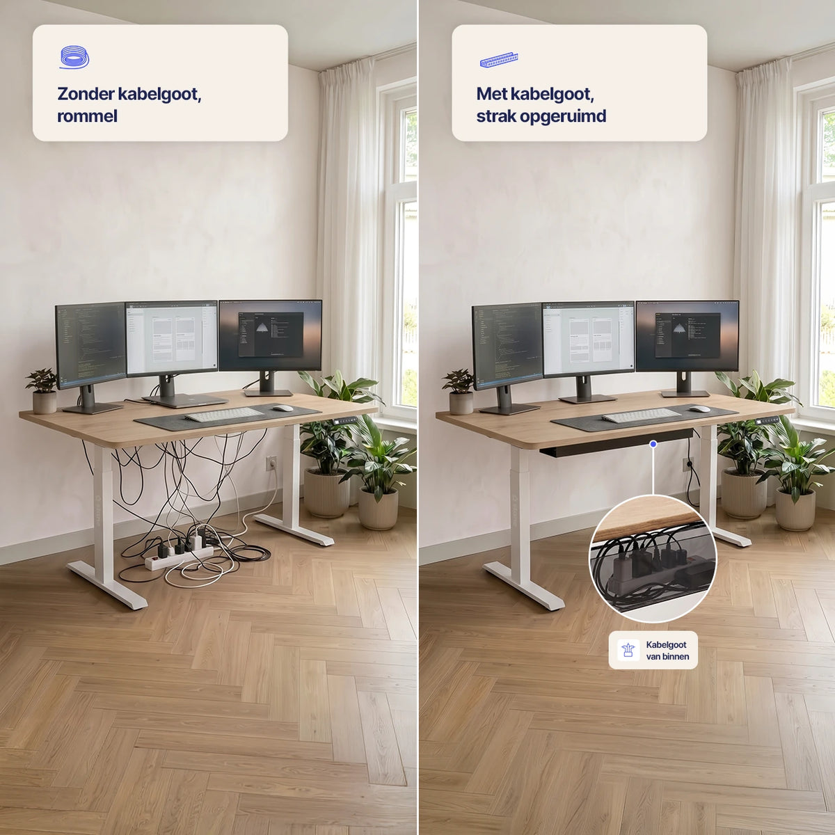 Stel je eigen bureau samen, wit blad, wit frame