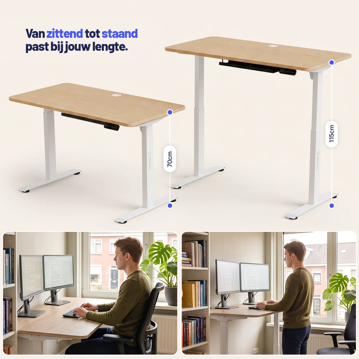 Stel je eigen bureau samen, wit blad, wit frame