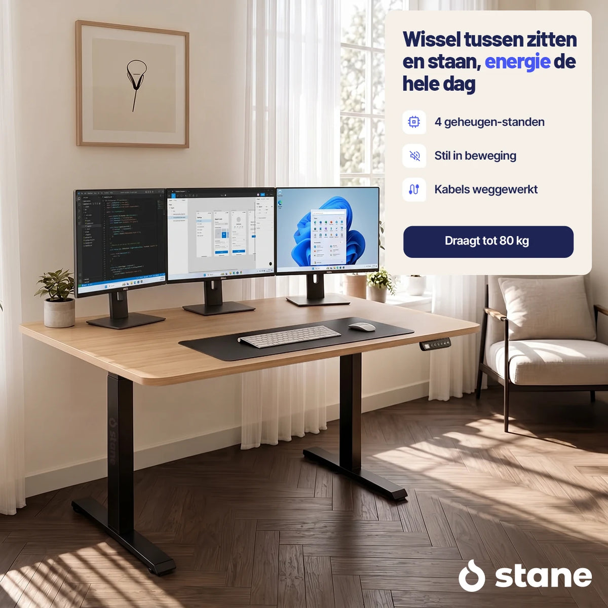 Stel je eigen bureau samen, wit blad, wit frame