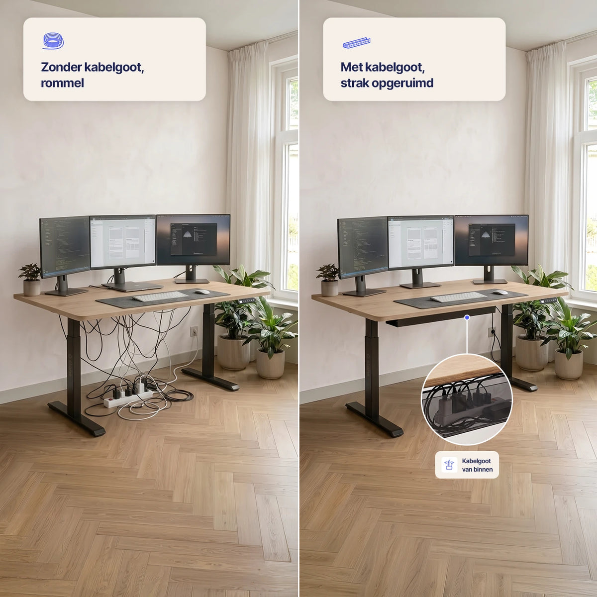 Stel je eigen bureau samen, wit blad, wit frame