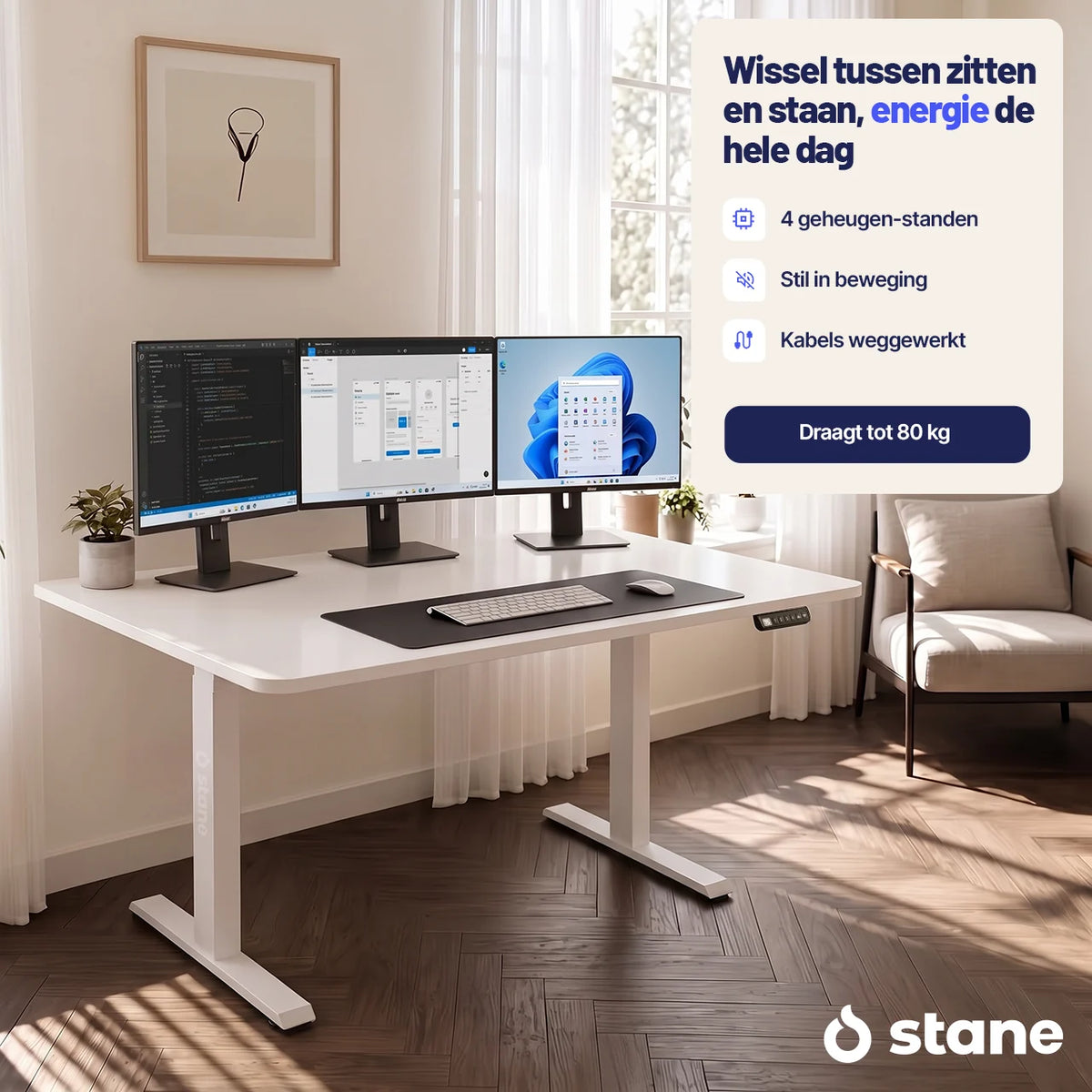 Stel je eigen bureau samen, wit blad, wit frame