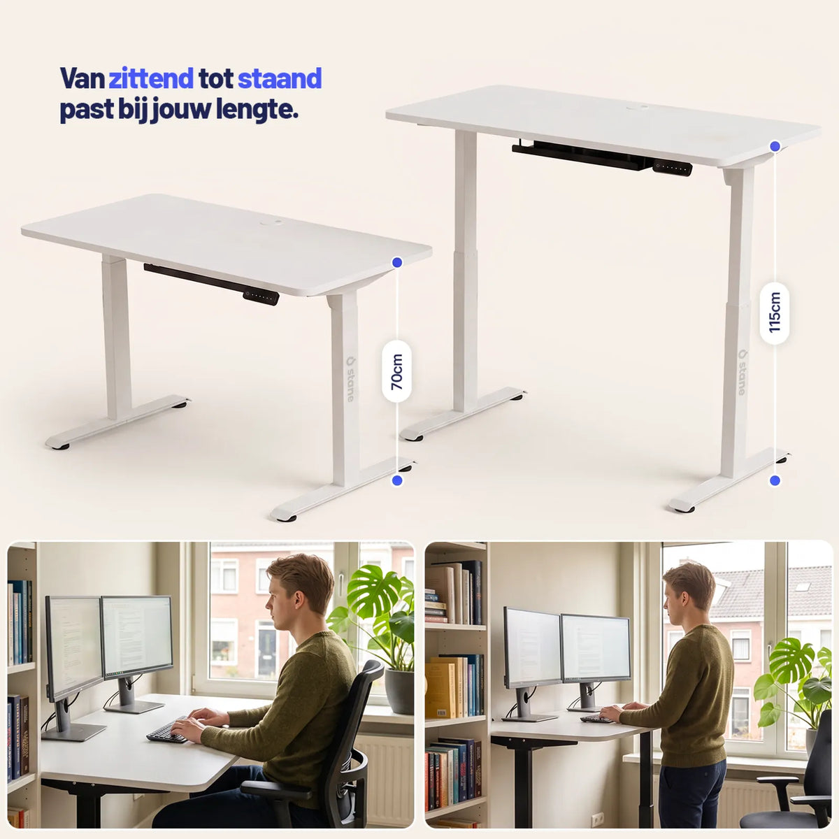Stel je eigen bureau samen, wit blad, wit frame