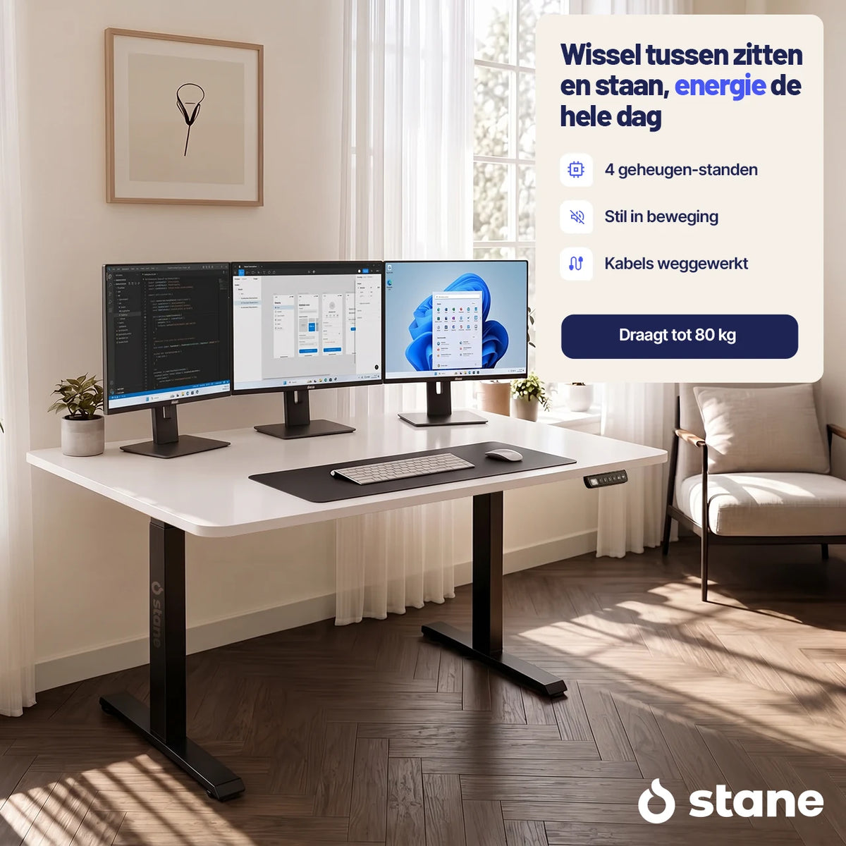 Stel je eigen bureau samen, wit blad, wit frame