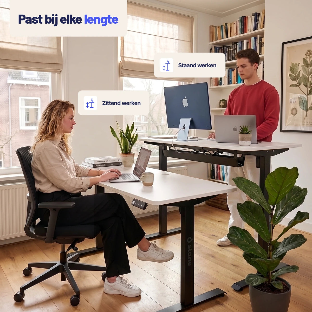 Stel je eigen bureau samen, wit blad, wit frame