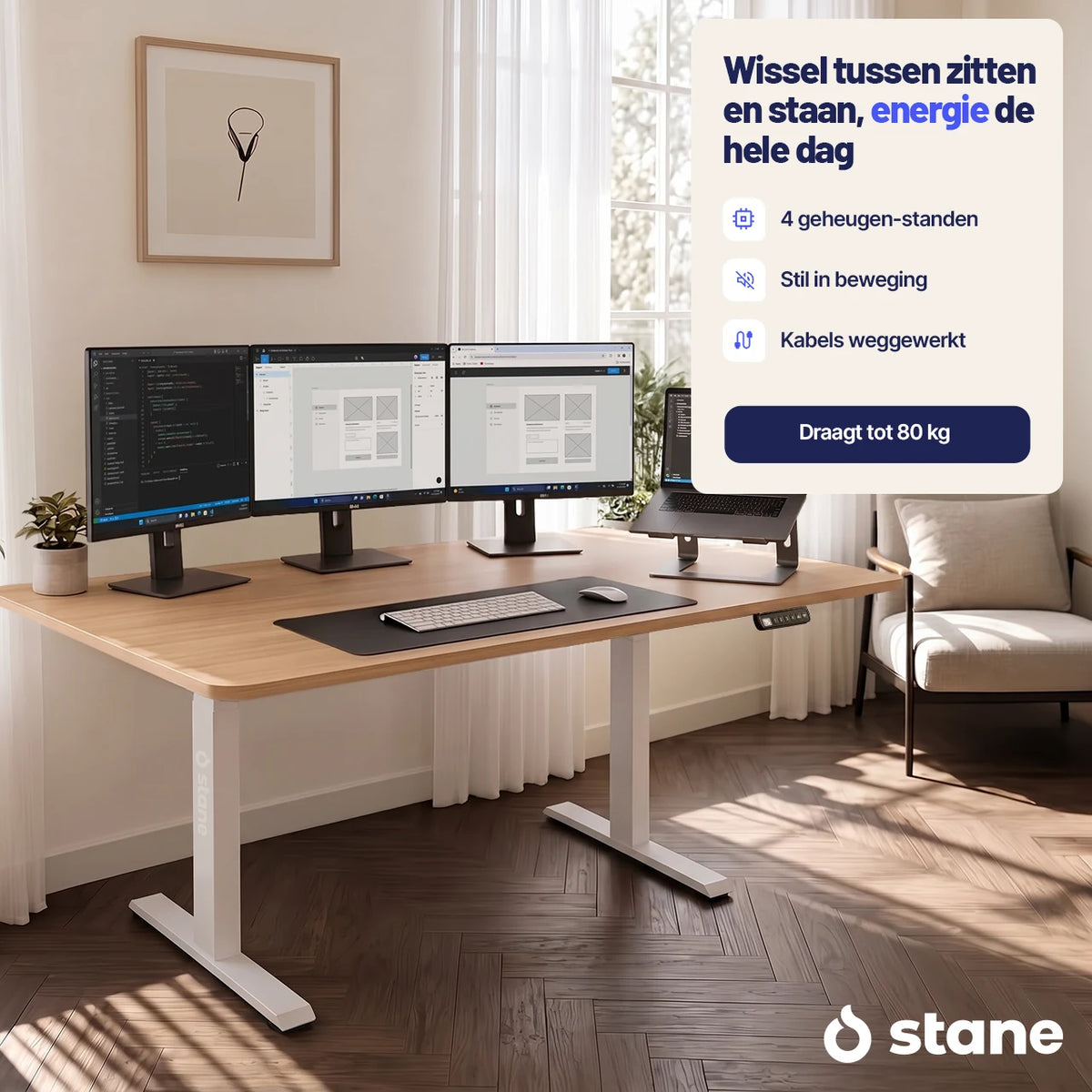Stel je eigen bureau samen, wit blad, wit frame