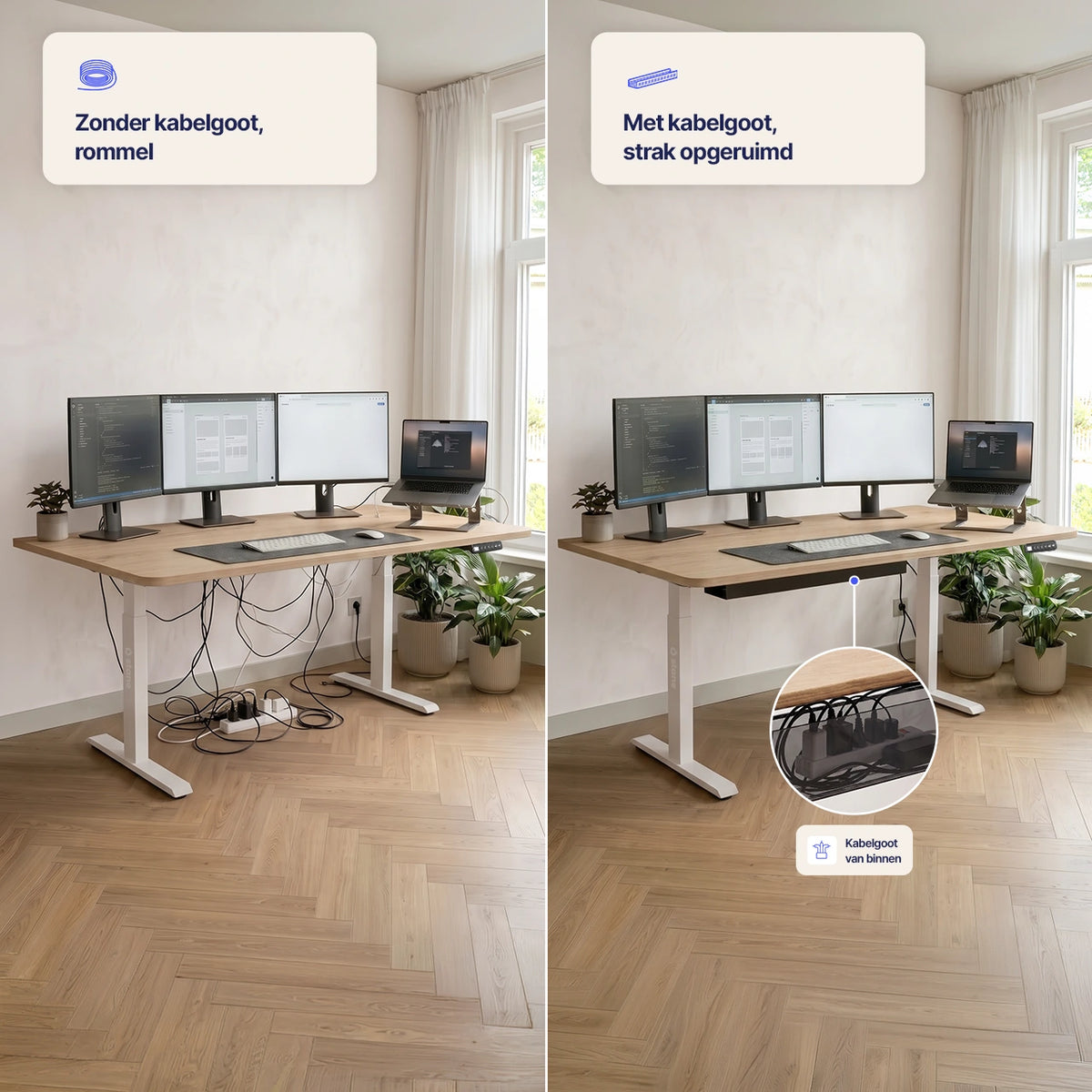 Stel je eigen bureau samen, wit blad, wit frame