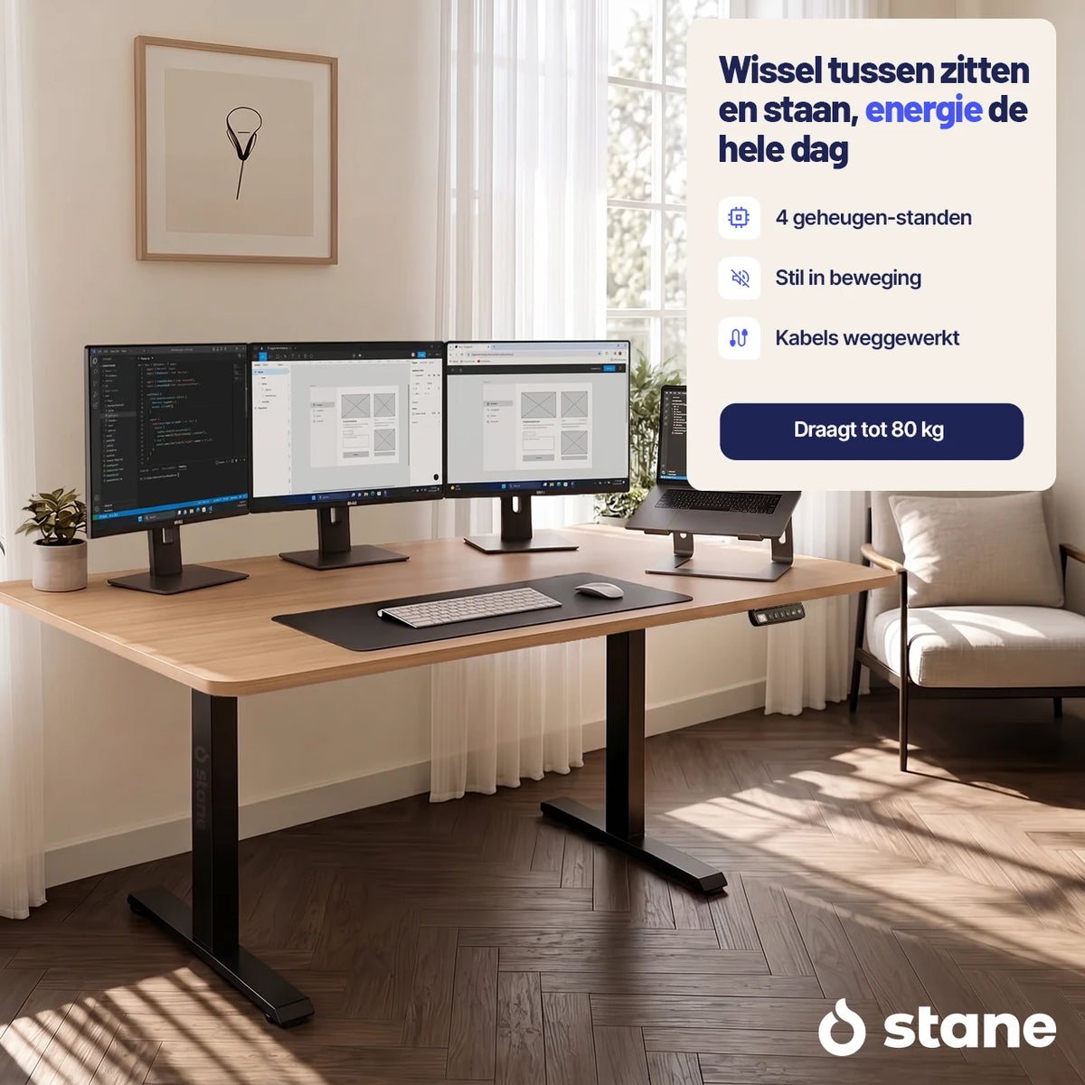 Stel je eigen bureau samen, wit blad, wit frame