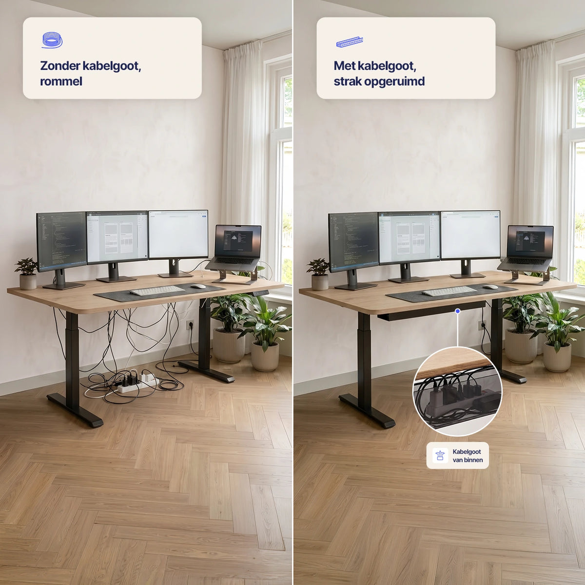 Stel je eigen bureau samen, wit blad, wit frame