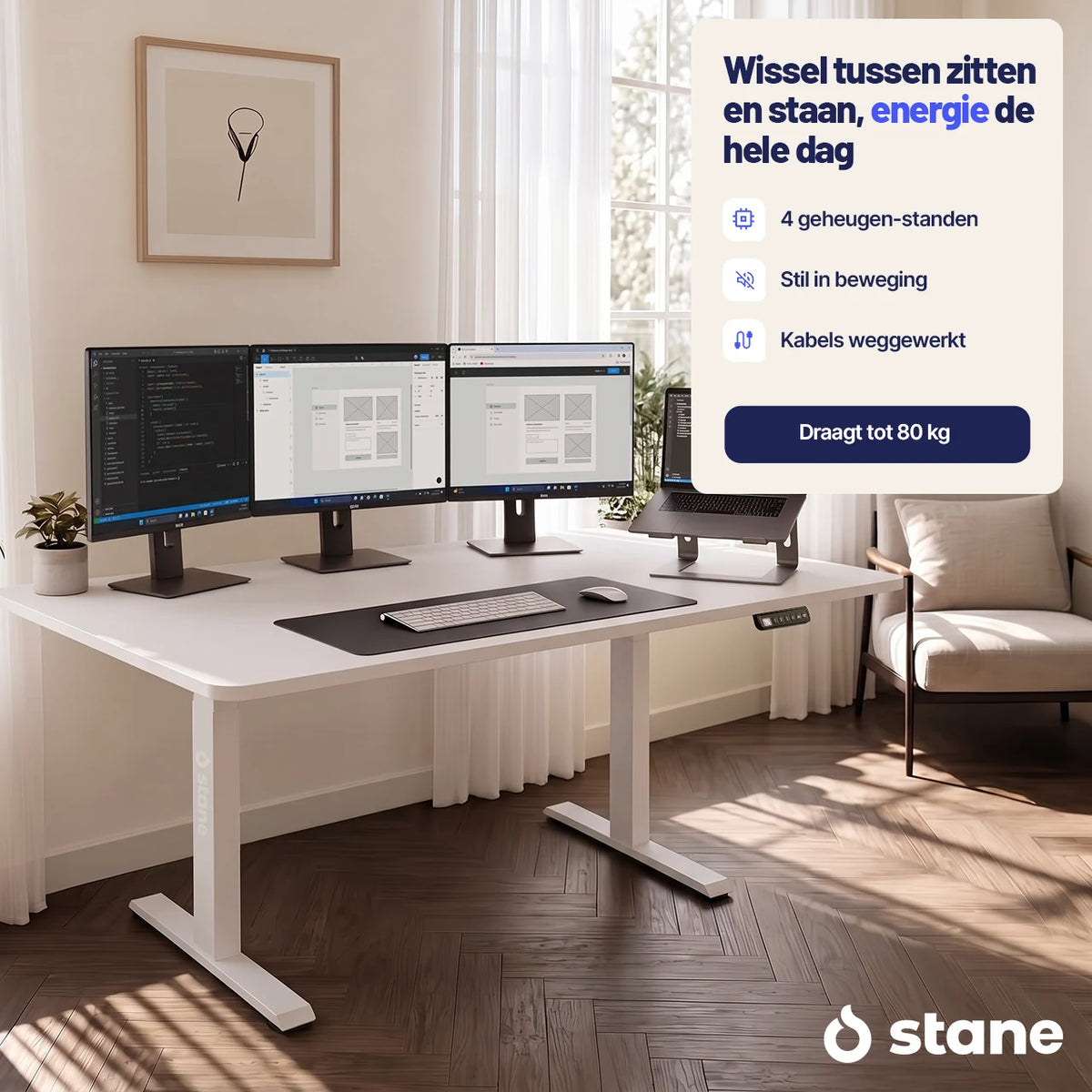 Stel je eigen bureau samen, wit blad, wit frame