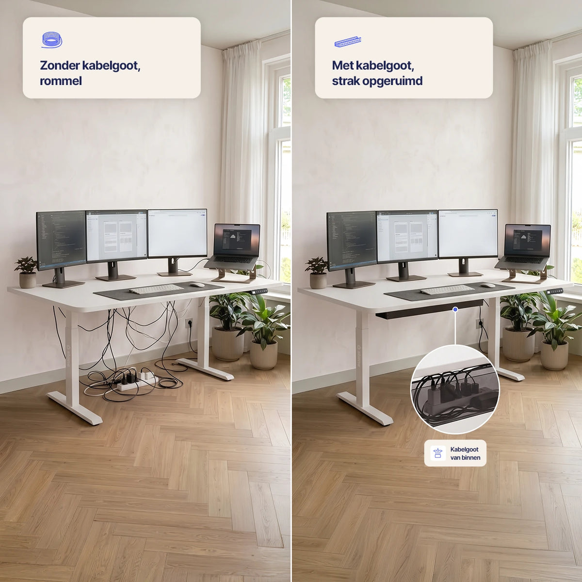 Stel je eigen bureau samen, wit blad, wit frame