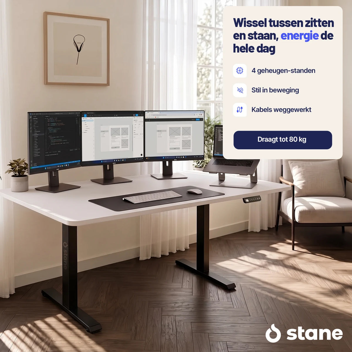 Stel je eigen bureau samen, wit blad, wit frame