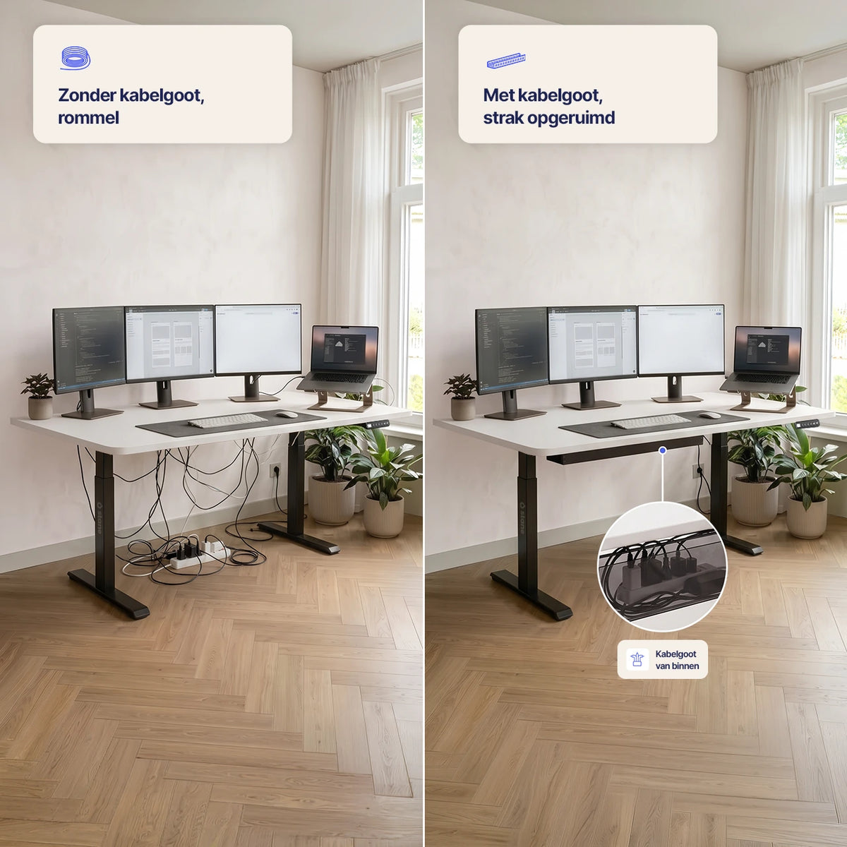 Stel je eigen bureau samen, wit blad, wit frame