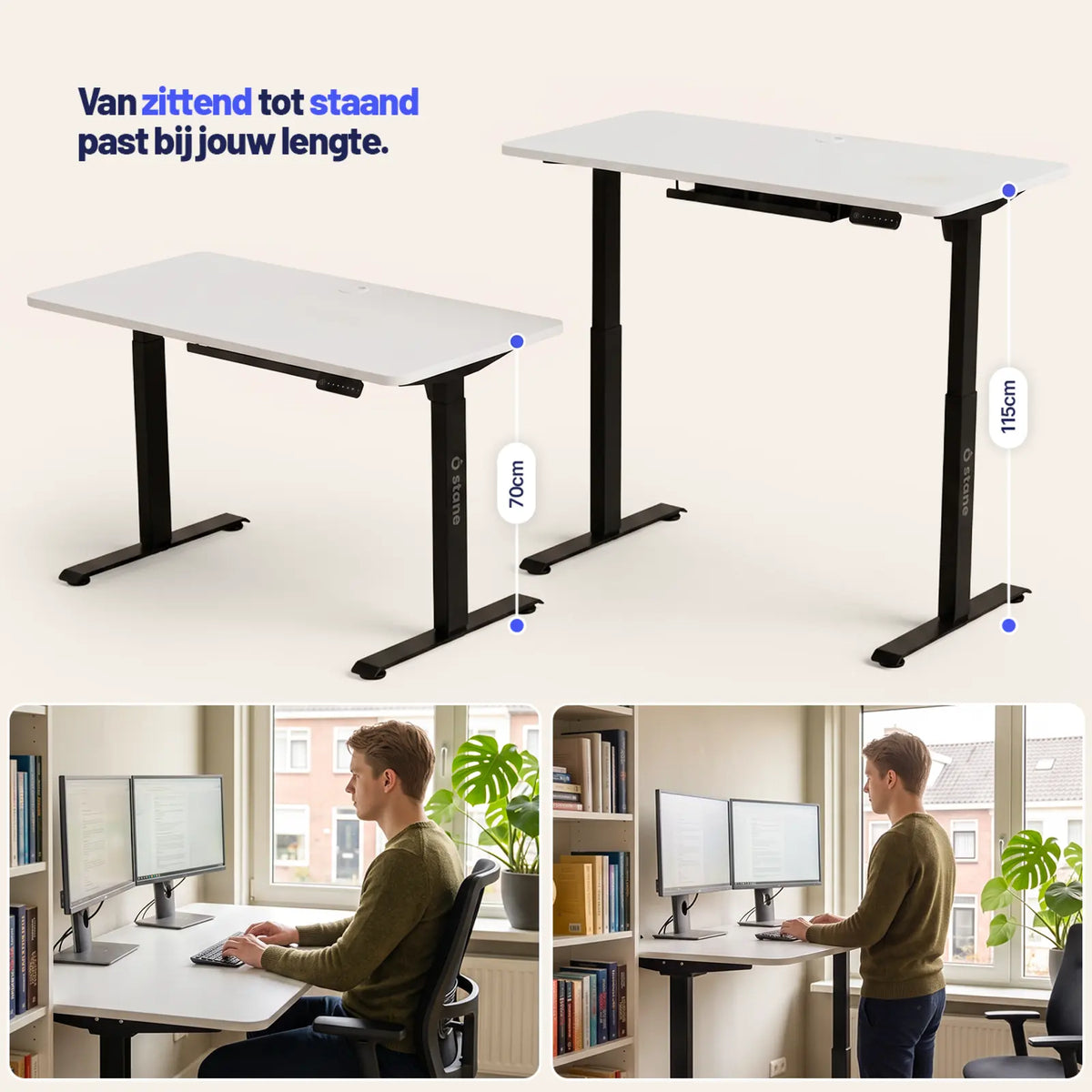 Stel je eigen bureau samen, wit blad, wit frame